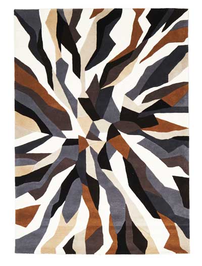 jagged pattern rug brown and black