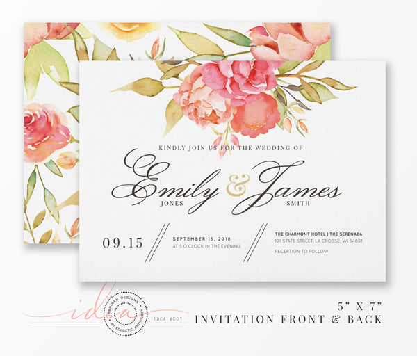 Free Watercolor Wedding Invitation Template