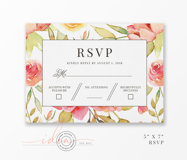 Free Floral Watercolor RSVP Card Template