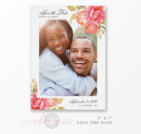 Free Floral Watercolor Save the Date Card Template