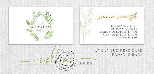 Free Botanical Watercolor Logo Business Card Design