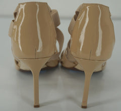 Manolo Blahnik Nude Patent Eletti Open Toe Strappy Sandals Size 39.5 New $745 Sz