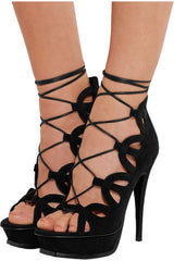 SAINT LAURENT Tribute Lace-Up Platform Sandals SZ 40 10 Taupe Suede YSL $995 NIB