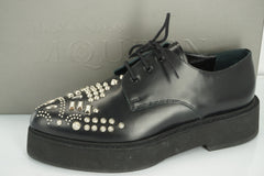 Alexander McQueen McQ Black Leather Studded Toe Women's Shoes Size 39 NIB $835