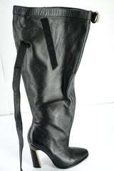 Derek Lam Black Leather 'Tonya' Wrap Around Strap Tall Boot SZ 37.5 New $1325