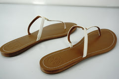 Tory Burch Ivory Patent T Logo Leather Thong Sandals Size 10 flip flop NIB $175