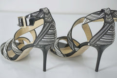 Jimmy Choo Louise Chevron Striped Ankle Strappy Sandals SZ 35.5 New Heels $750