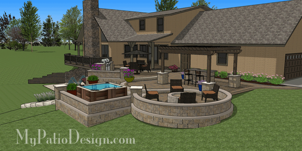 Curvy terraced patio design Cleveland 3