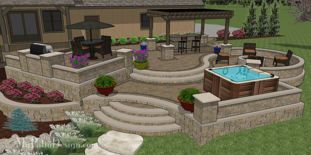 Custom terraced patio designs