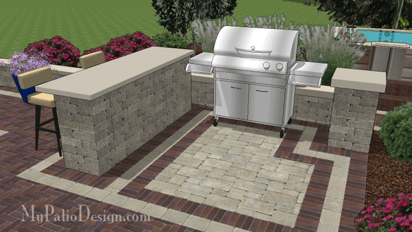 Grill Station with Bar Design R60 | MyPatioDesign.com