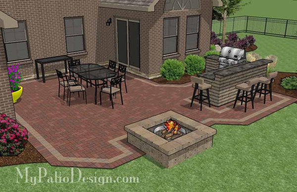 505 sq. ft. - Large Courtyard Brick Patio Design with ...