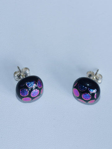 Pink/Purple Dots Stud Earrings - Specialist Glass