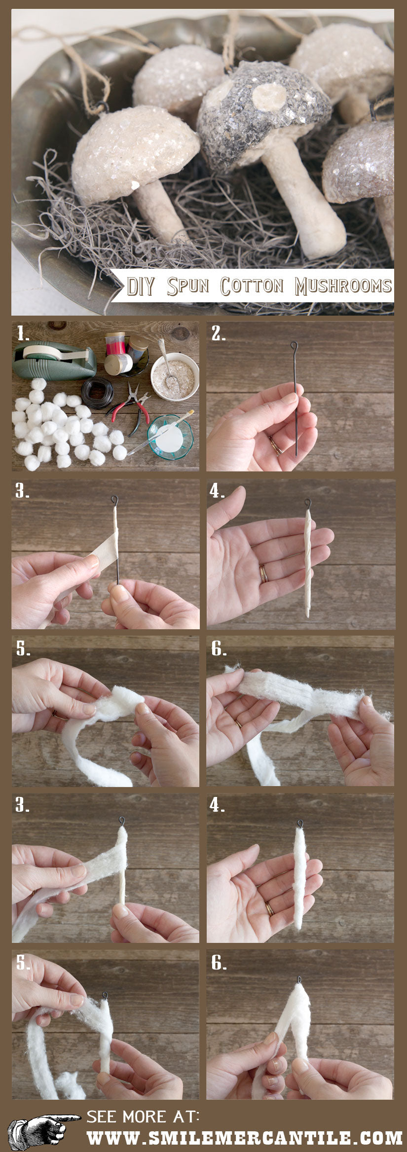 How to Make Spun Cotton Mushrooms