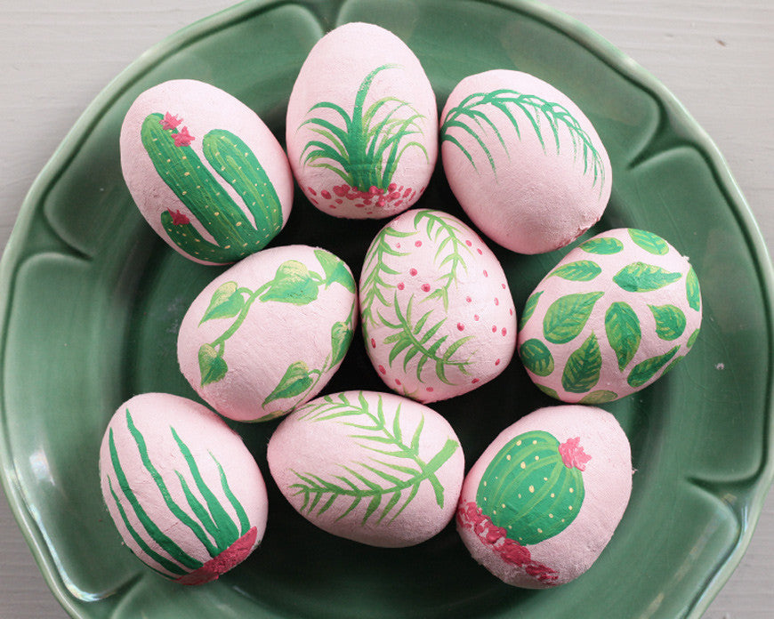 Plants on Pink Easter Eggs - DIY Craft Tutorial