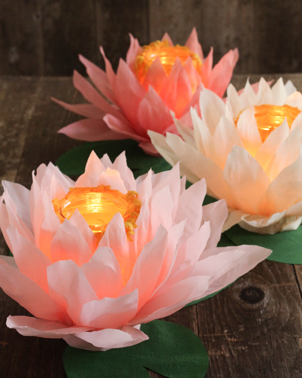 Tutorial - Glowing Crepe Paper Waterlily Luminaries