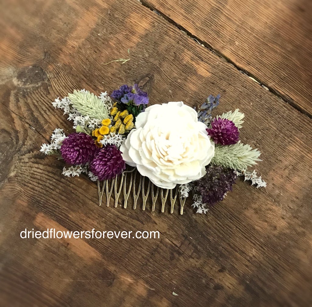 Purple Hair Comb with Lavender - Dried Flowers Forever