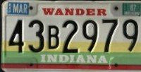 Indiana Wander License Plate black numbers on white yellow green