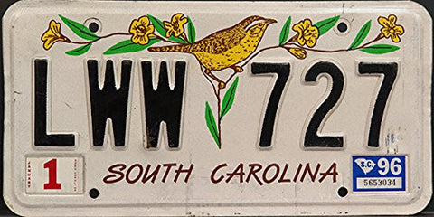 South Carolina License Plate with Flower and Bird