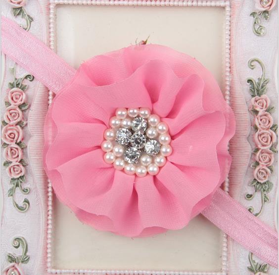 Baby Chiffon Flower Headband with Pearls 