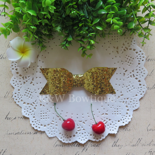 Bright Gold Glitter Fabric Oversize Hair Bow
