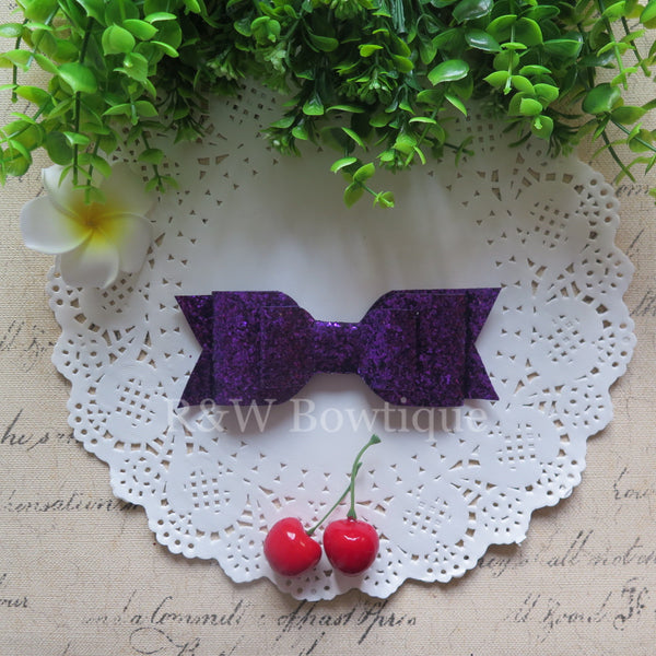 Purple Glitter Fabric Oversize Hair Bow