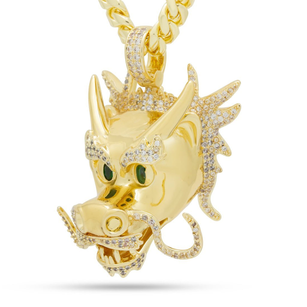 14K Gold / L Dragon Emoji Head Stash Necklace NKX14246