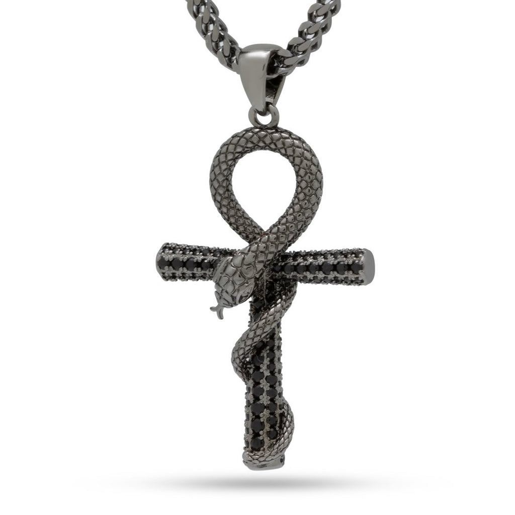 Black Gold / M Iced Black Gold Apep and Ankh Necklace NKX14086