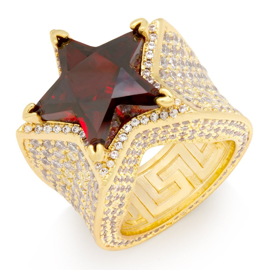 Gold Plated / 14K Gold / 7 Ruby Star Ring RGX14240-7