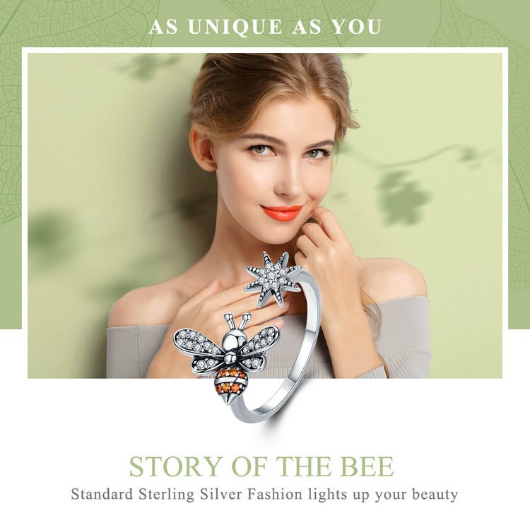 925 Sterling Silver Trendy Bee & Daisy Flower Finger Ring.