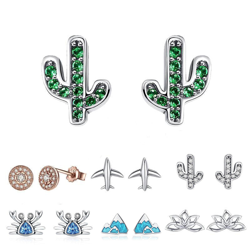 925 Sterling Silver Bird Cactus Butterfly Stud Earrings. 20 to 40 Day Delivery