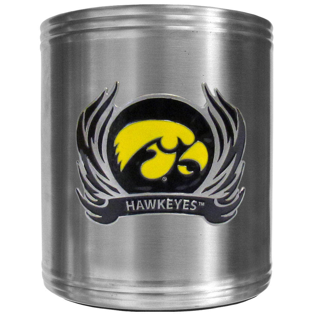 Iowa Hawkeyes Steel Can Cooler Flame Emblem