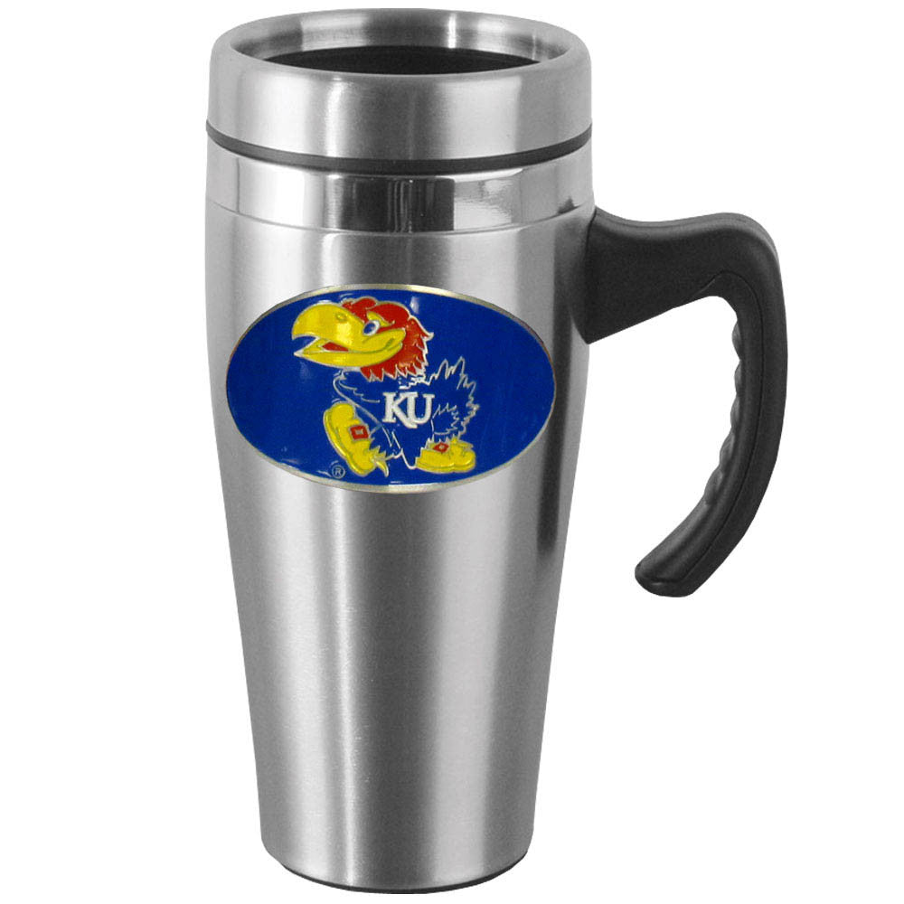 Kansas Jayhawks Steel Travel Mug w/Handle