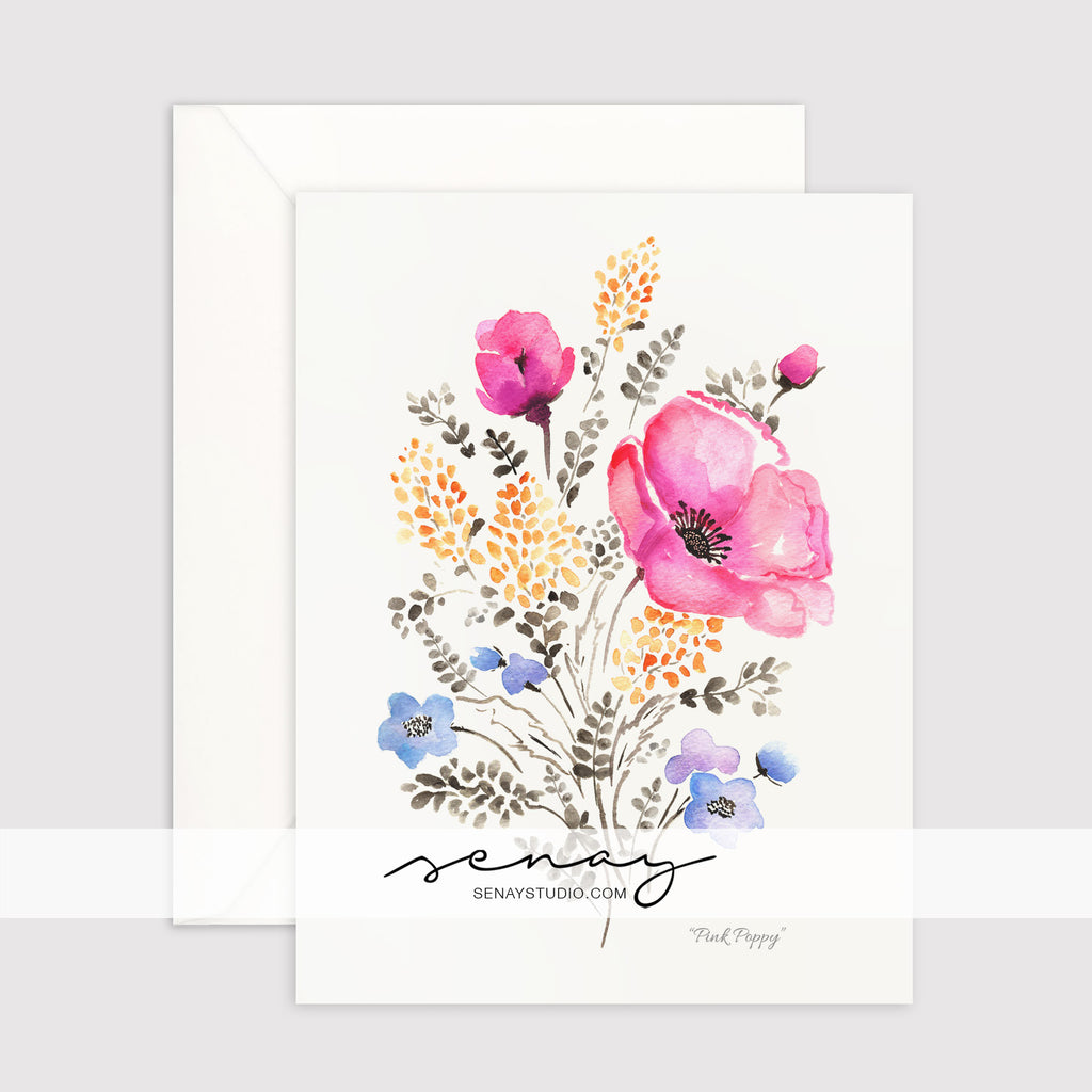 Pink Poppy greeting card