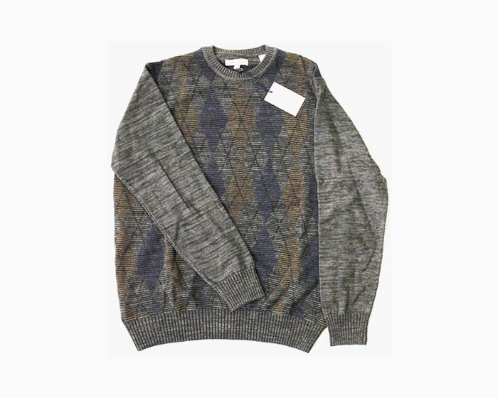 ALEX CANNON Men's Crew Neck Sweater, Size M, Grays