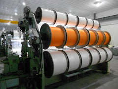 View of the back of microfiber fabric weaving machine