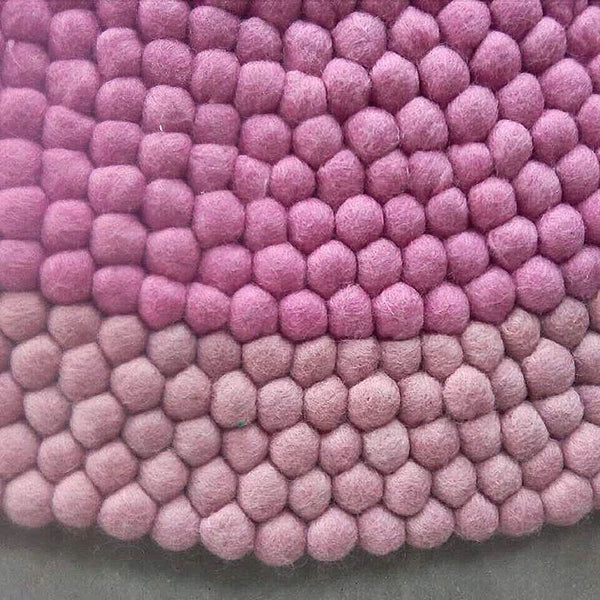 berry blush felt ball rug