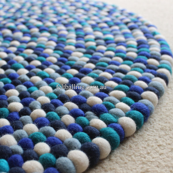 blue felt ball rug