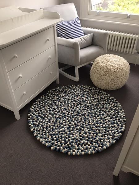 felt ball rug custom design boys nursery room 