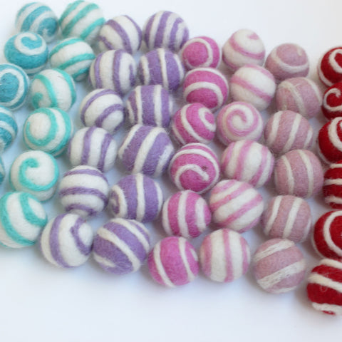 polka swirl felt balls