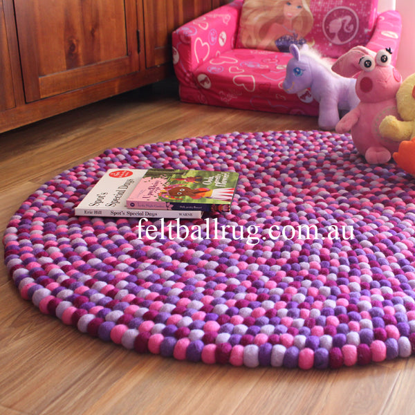 purple felt ball rug