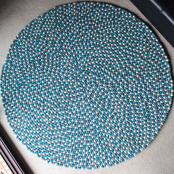 blue felt ball rug