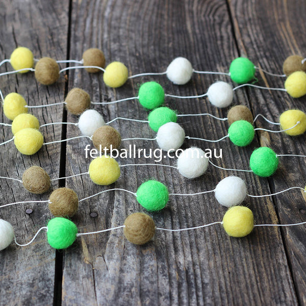 felt ball garland green white yellow