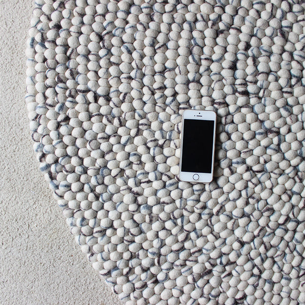 natural stone felt ball rug