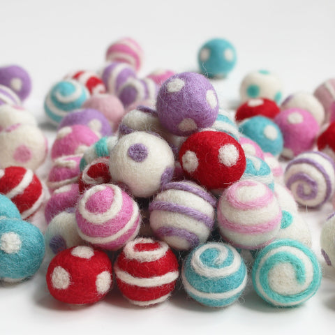 polka dot swirl felt balls