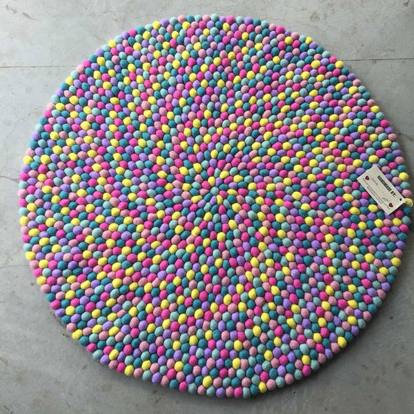 Rainbow sprinkles felt ball rug