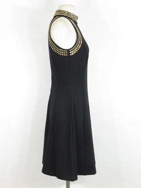 michael kors black dress gold studs