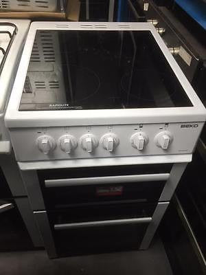 Beko BDC5422AW A 50cm Twin Cavity Ceramic Electric Cooker with 4 Burners White