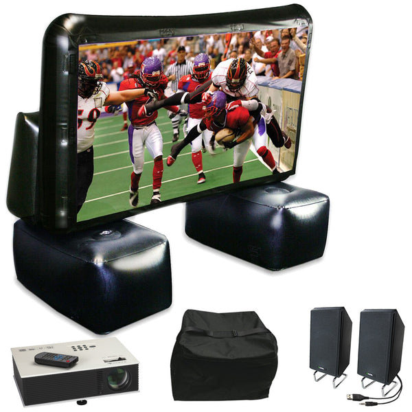 inflatable movie screen with projector and speakers