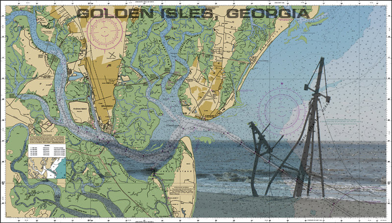 Georgia - Golden Isles Nautical Chart Sailcloth Print