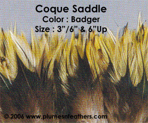 Natural Strung Badger Saddle Feathers +2" ½ Oz.